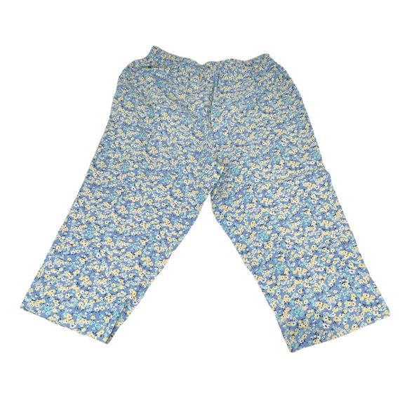 Koret Francisca Cropped Floral Pants Vintage Blue Yellow Size 12 - Picture 4 of 7